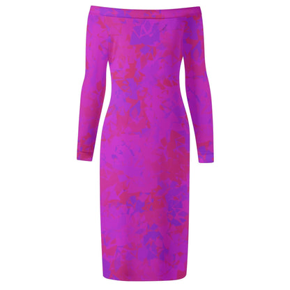 Pink Crystal Long Sleeve Off-Shoulder-Kleid -- Pink Crystal Long Sleeve Off-Shoulder-Kleid - undefined Off-Shoulder-Kleid | JLR Design