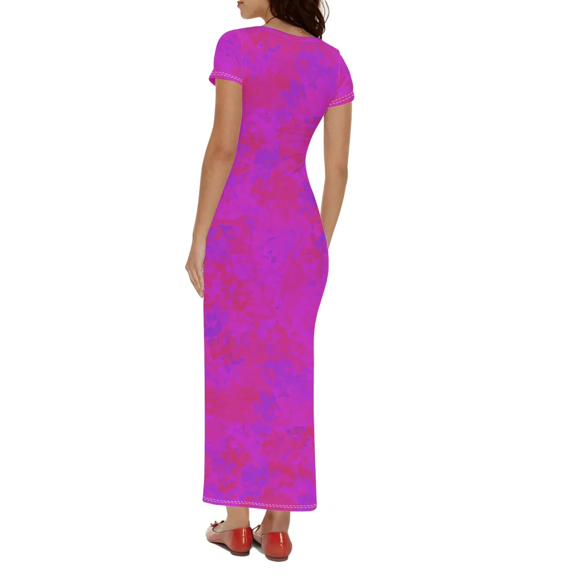 pink-crystal-short-sleeve-long-dress-long-dress-jlr-design-47643 - JLR Design