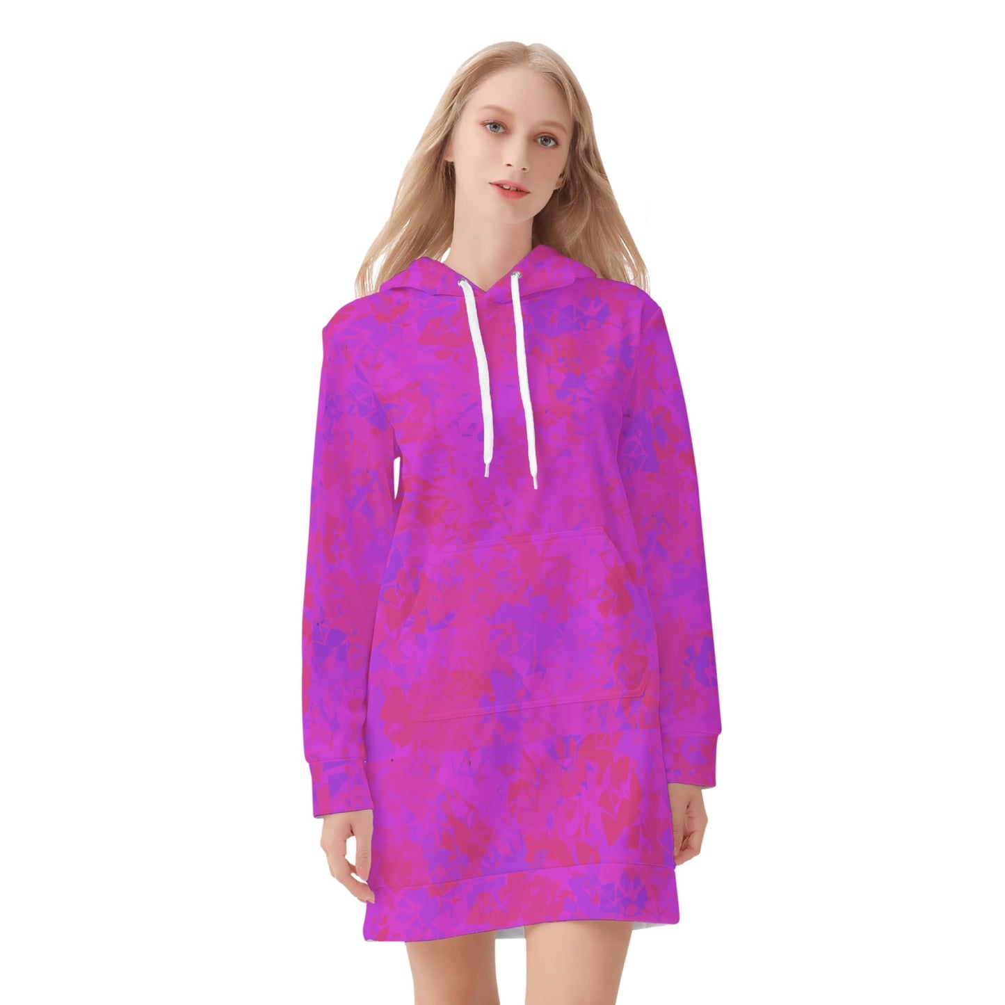 Pink Crystal Velvet Hoodie Dress Hoodiekleid JLR Design