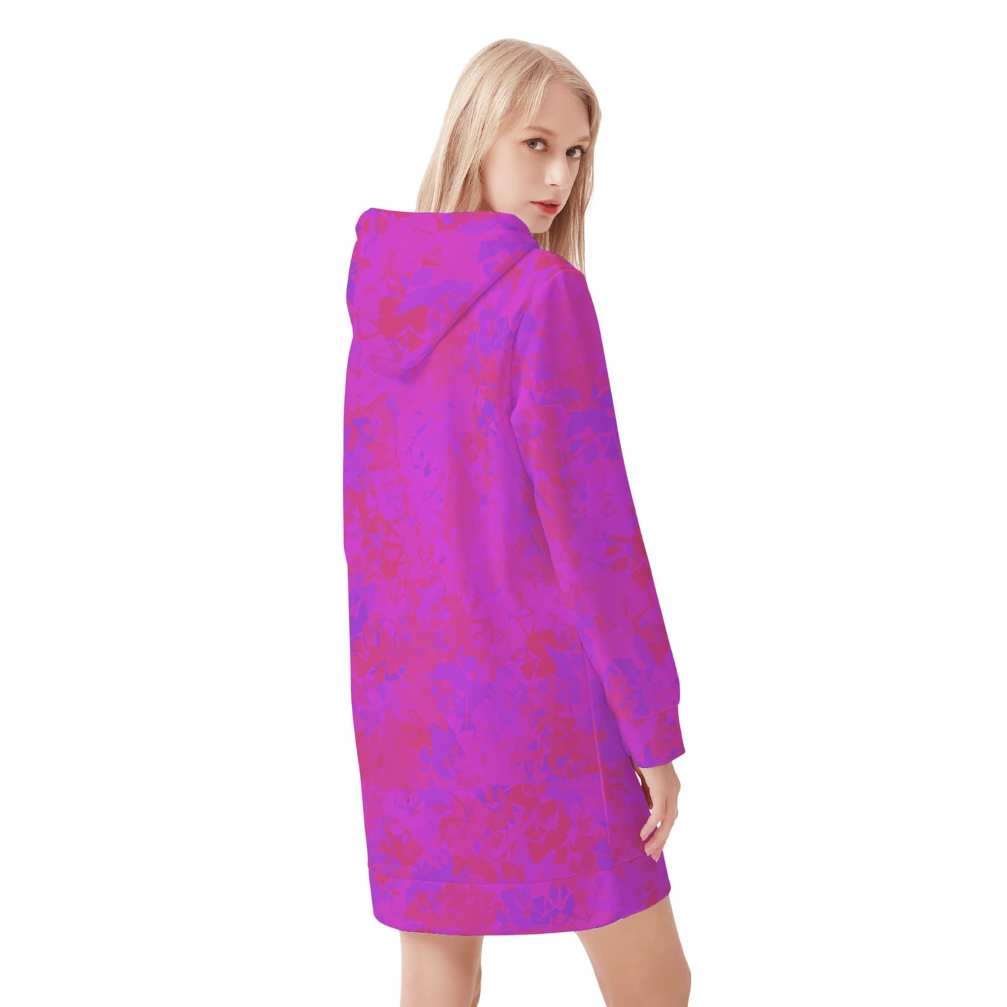 Pink Crystal Velvet Hoodie Dress Hoodiekleid JLR Design