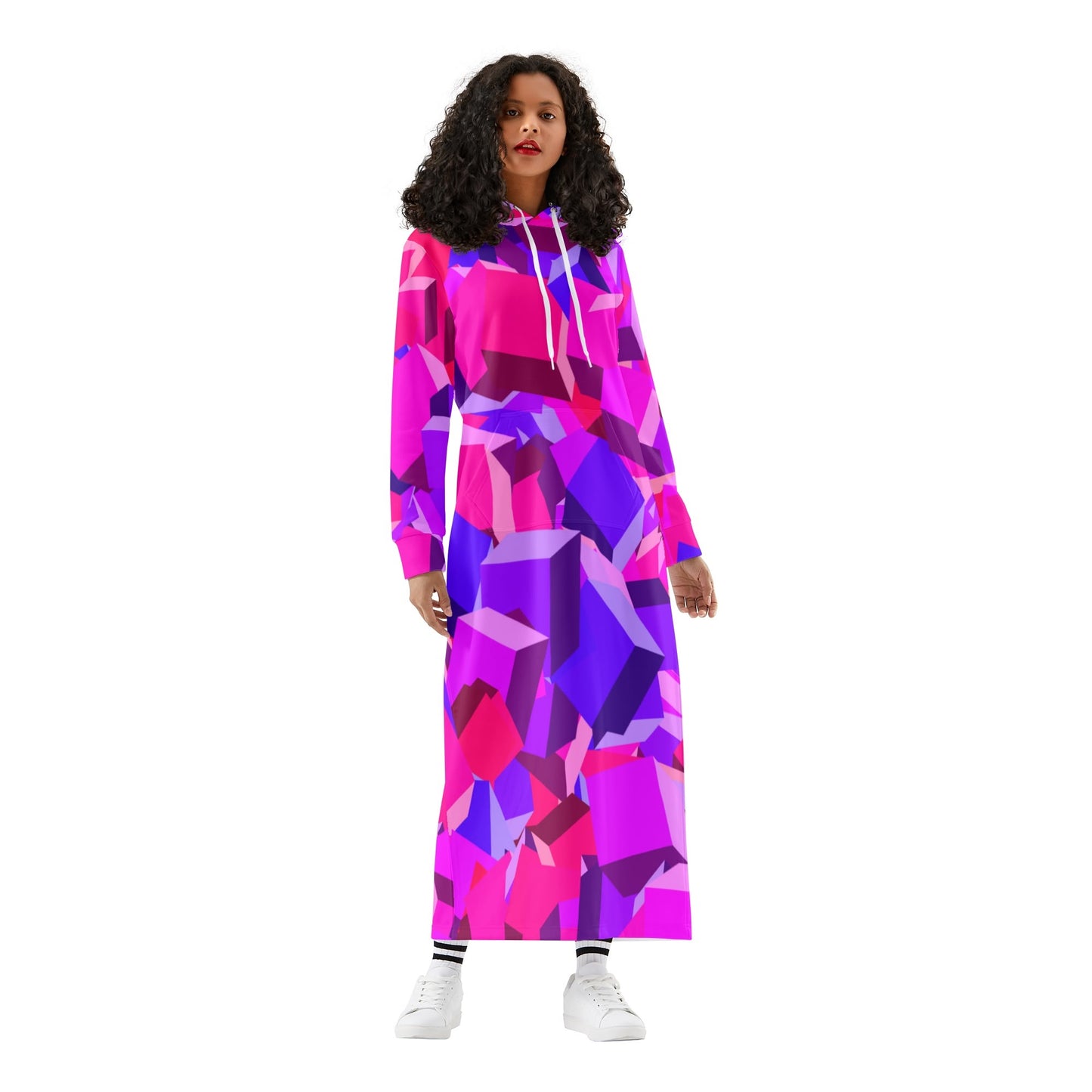 Pink Cube bequemes leichtes Hoodie Kleid Hoodiekleid JLR Design