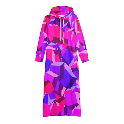 Pink Cube bequemes leichtes Hoodie Kleid Hoodiekleid JLR Design