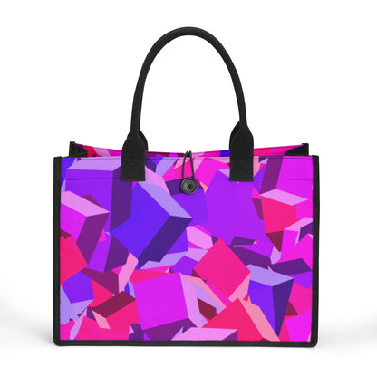 Pink Cube Canvas Shopper Tasche Einkaufstasche JLR Design