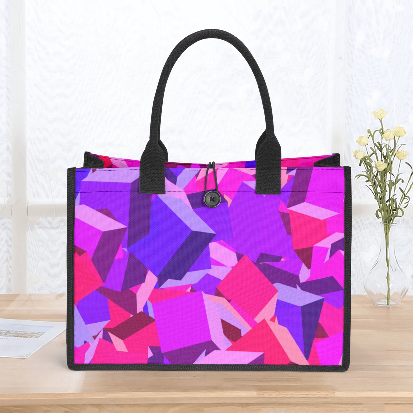 Pink Cube Canvas Shopper Tasche Einkaufstasche JLR Design