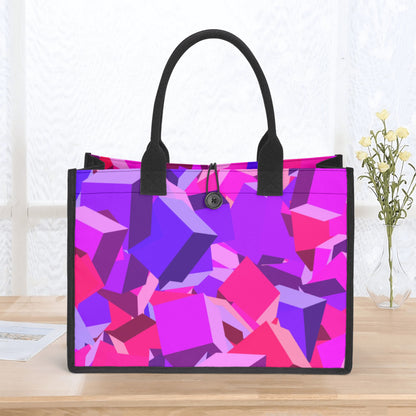 Pink Cube Canvas Shopper Tasche Einkaufstasche JLR Design