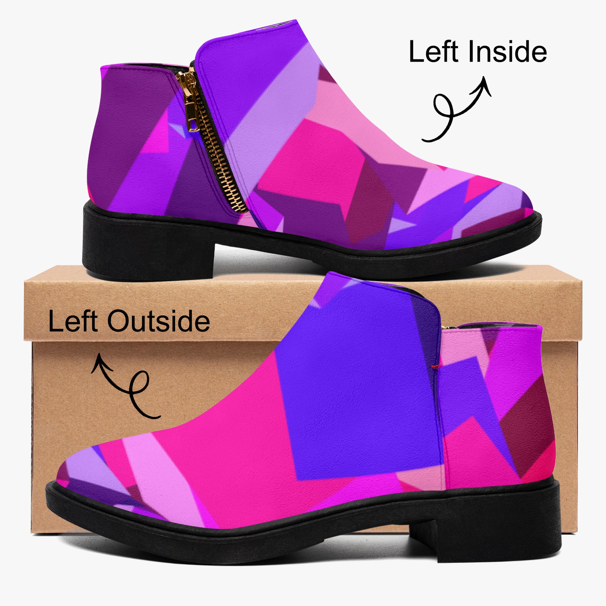 Pink Cube elegante Reißverschluss-Stiefeletten Stiefeletten JLR Design