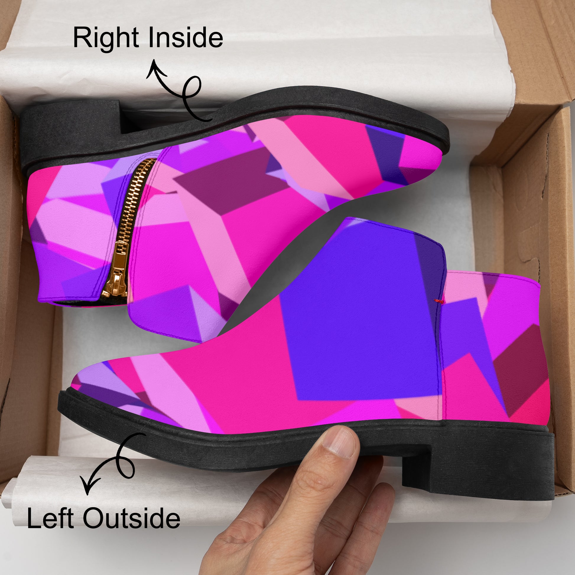 Pink Cube elegante Reißverschluss-Stiefeletten Stiefeletten JLR Design