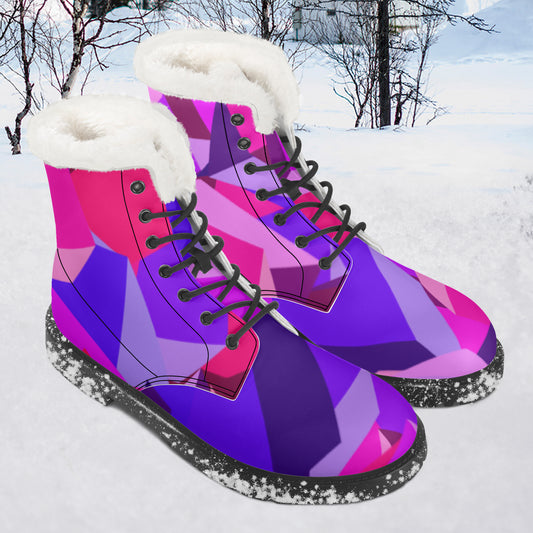 Pink Cube Faux Fur Leder Boots Boots JLR Design