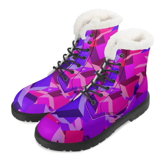 Pink Cube Faux Fur Stiefel für Damen -- Pink Cube Faux Fur Stiefel für Damen - undefined Lederstiefel | JLR Design