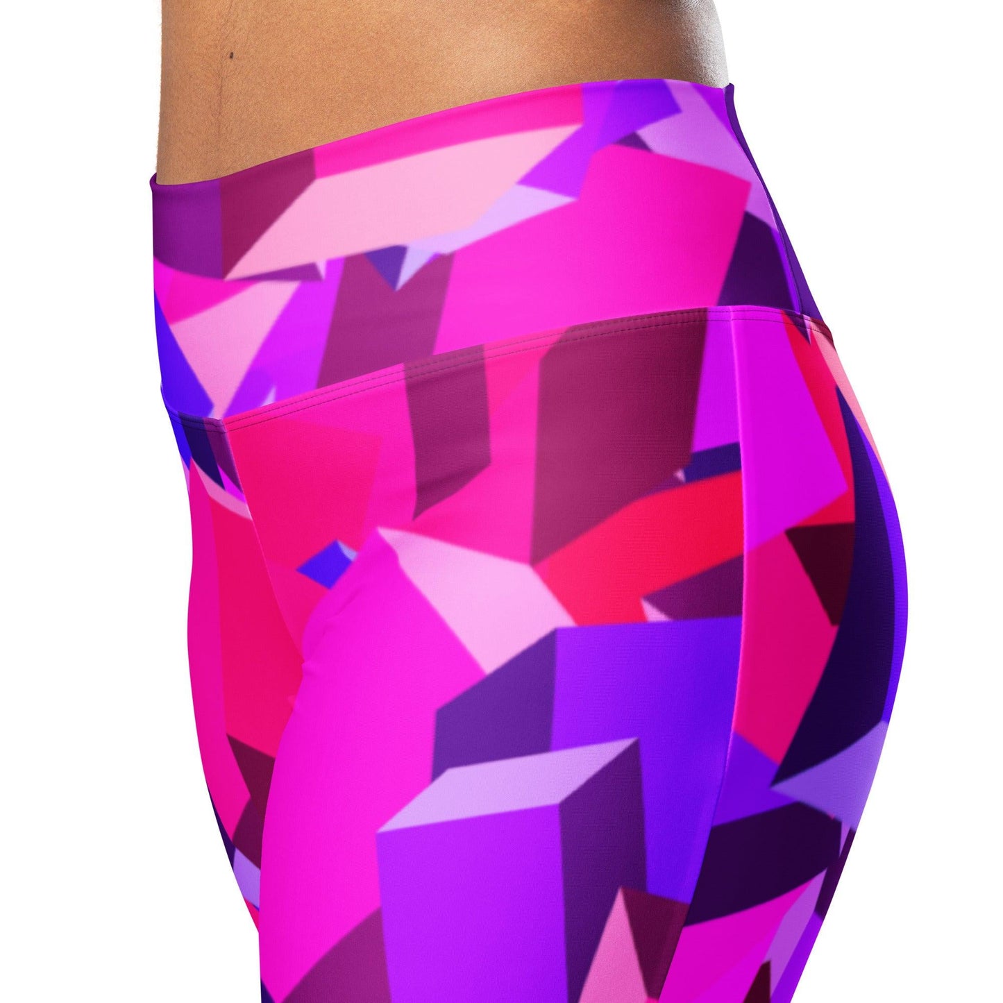 Pink Cube High Waist Flare Leggings Flare Leggings 69.99 cube, Flare, High, Leggings, Pink, Waist JLR Design