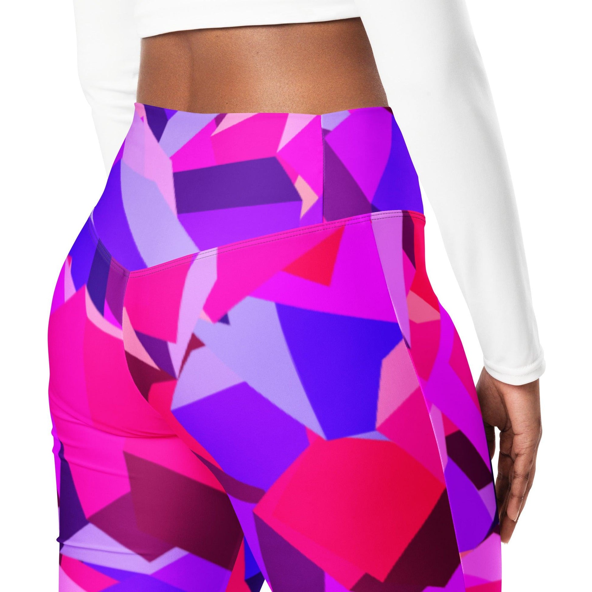 Pink Cube High Waist Flare Leggings Flare Leggings 69.99 cube, Flare, High, Leggings, Pink, Waist JLR Design