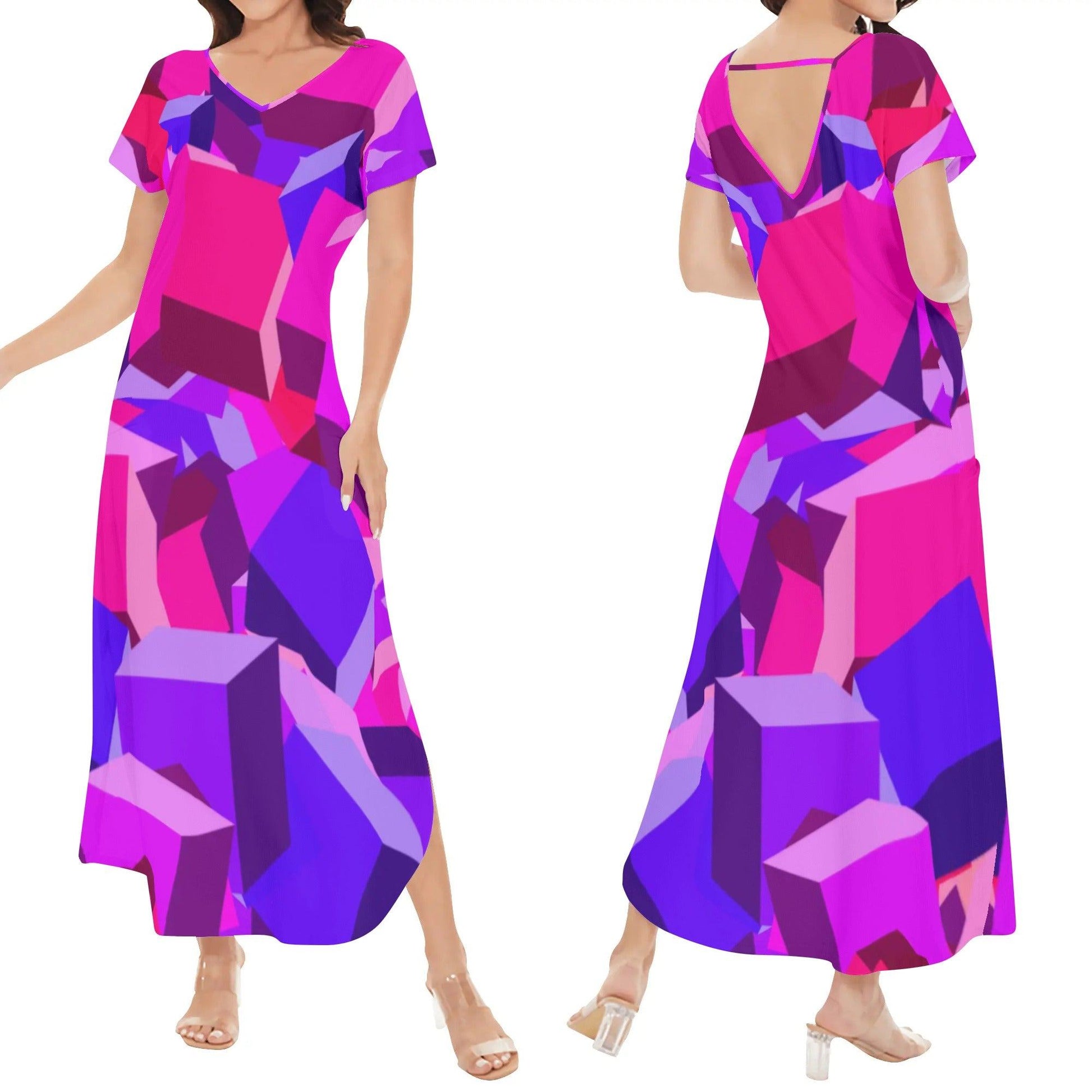 Pink Cube kurzärmliges drapiertes Kleid drapiertes Kleid 63.99 drapiert, kleid, kurzärmlig, Pink JLR Design