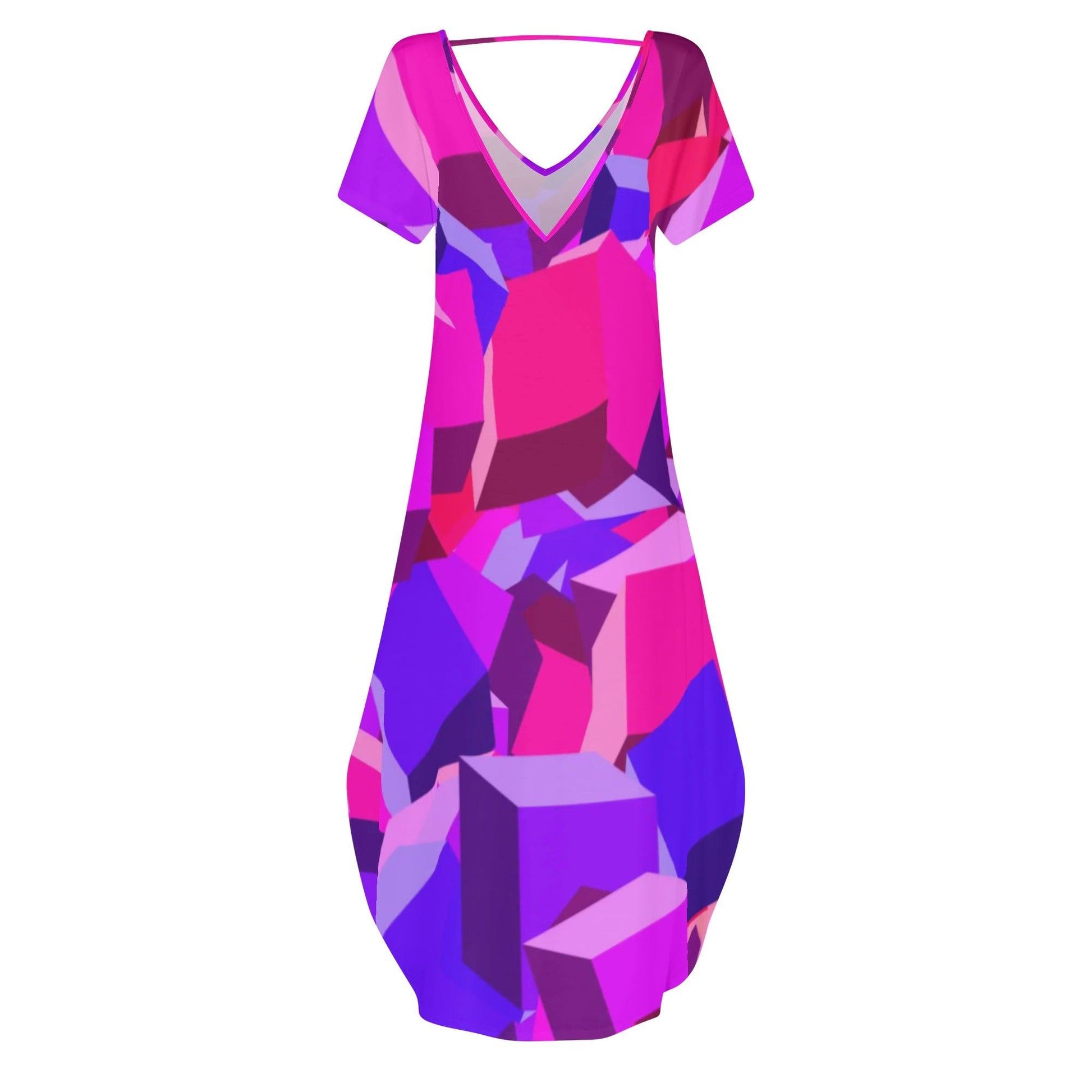 Pink Cube kurzärmliges drapiertes Kleid drapiertes Kleid 63.99 drapiert, kleid, kurzärmlig, Pink JLR Design