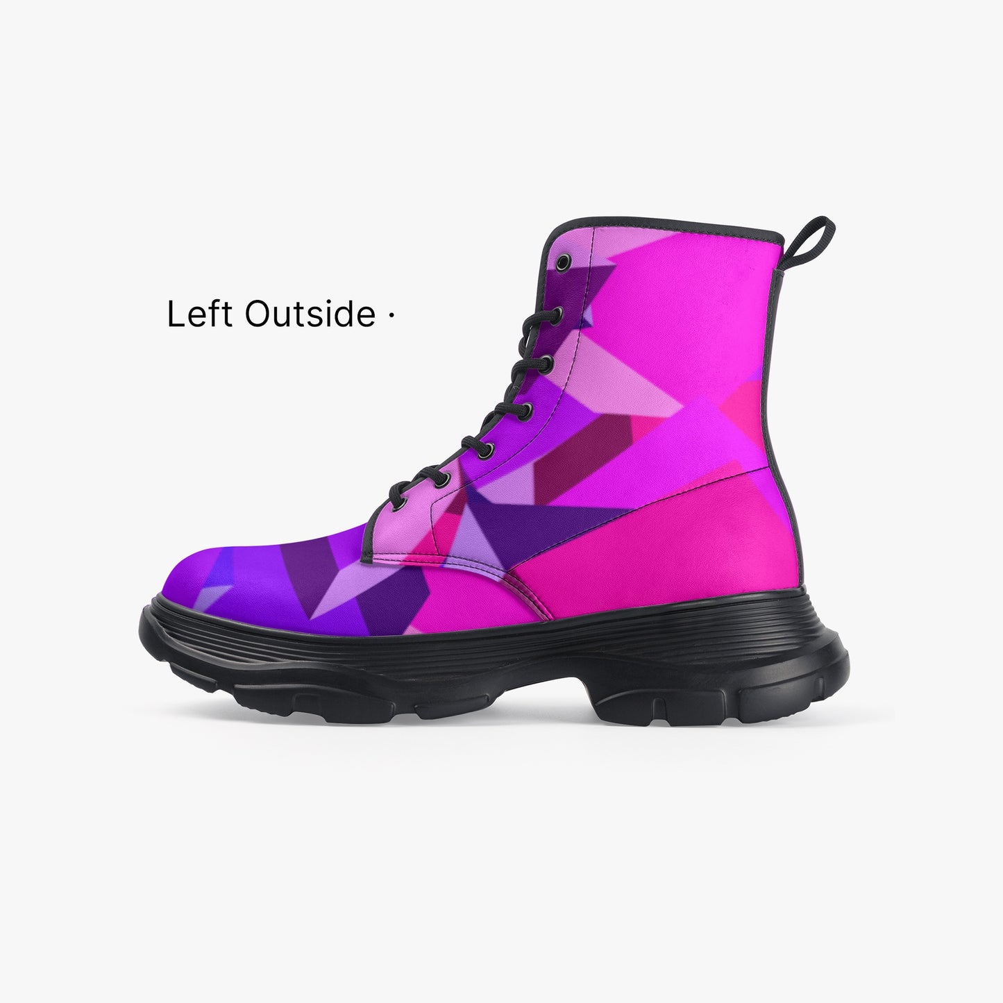 Pink Cube Leather Chunky Boots Boots JLR Design