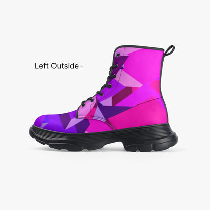 Pink Cube Leather Chunky Boots Boots JLR Design