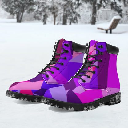 Pink Cube Leder Boots | Stylische und Warme Winterstiefel Boots JLR Design