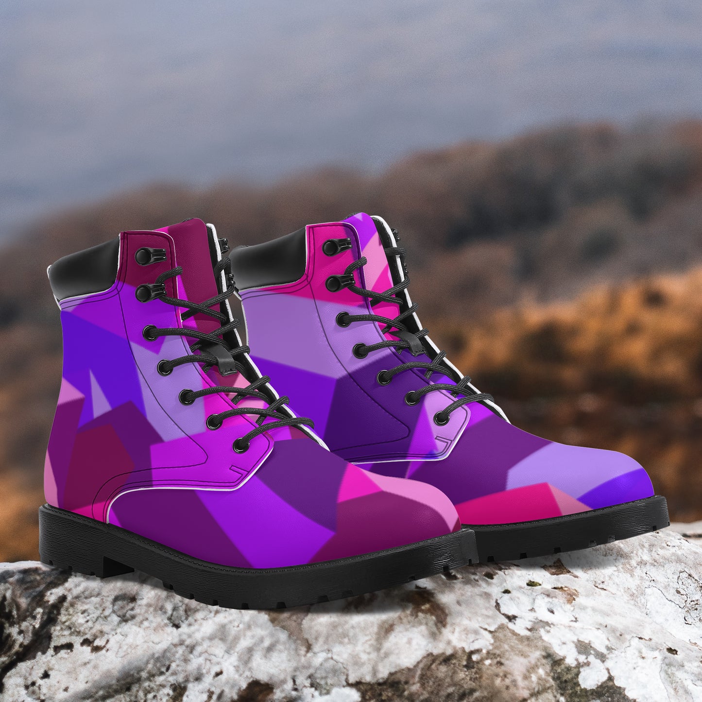 Pink Cube Leder Boots | Stylische und Warme Winterstiefel Boots JLR Design