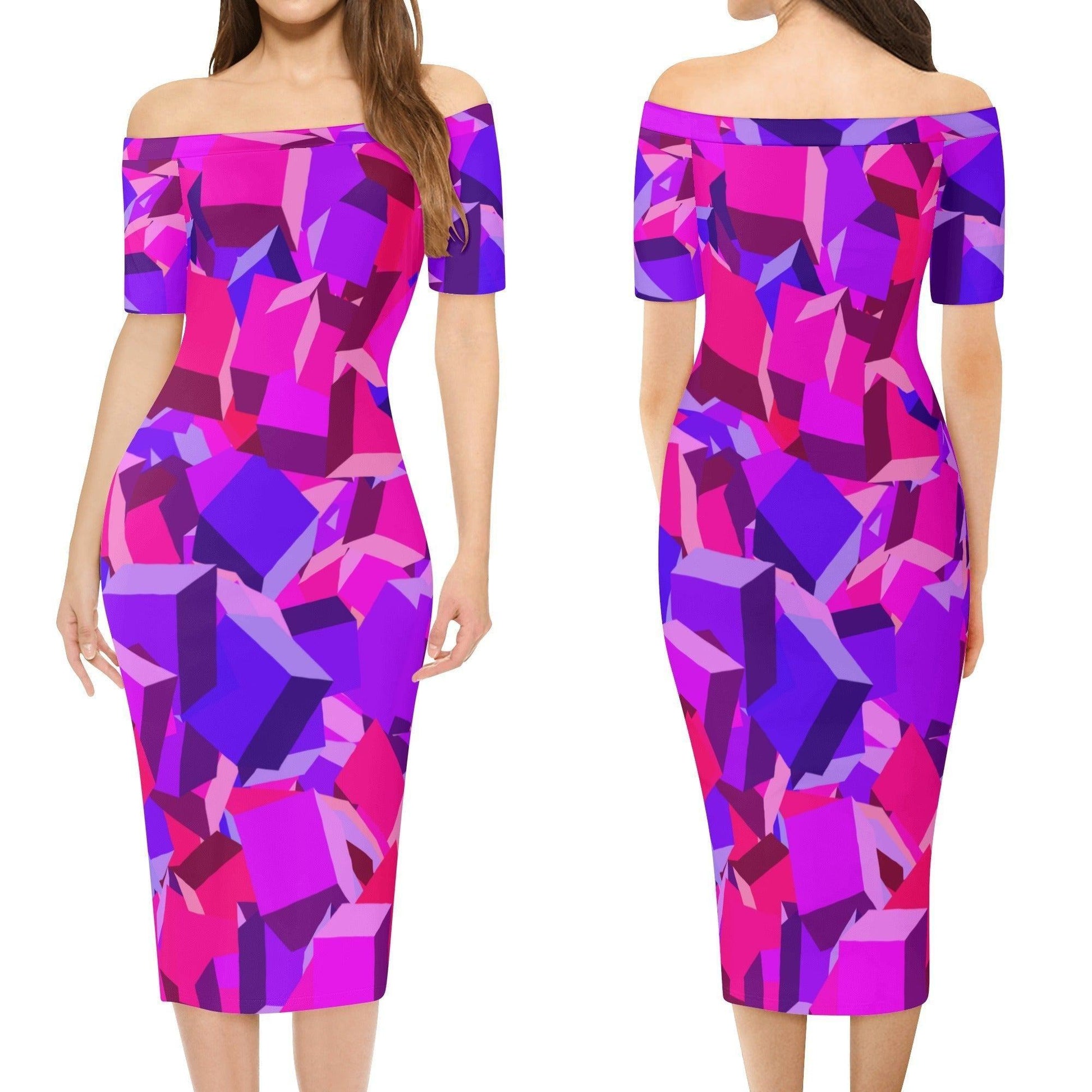 Pink Cube Off-Shoulder-Kleid -- Pink Cube Off-Shoulder-Kleid - undefined Off-Shoulder-Kleid | JLR Design