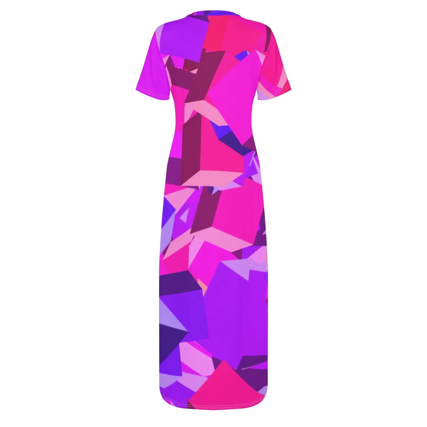 pink-cube-short-sleeve-long-dress-long-dress-jlr-design-72860 - JLR Design