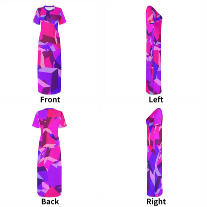 pink-cube-short-sleeve-long-dress-long-dress-jlr-design-64010 - JLR Design