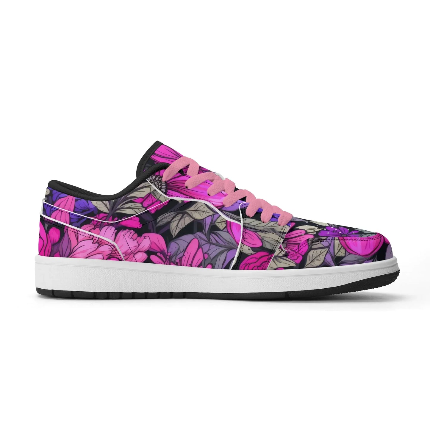 pink-flower-low-top-leder-sneaker-fur-damen-sneaker-jlr-design-10107 - JLR Design