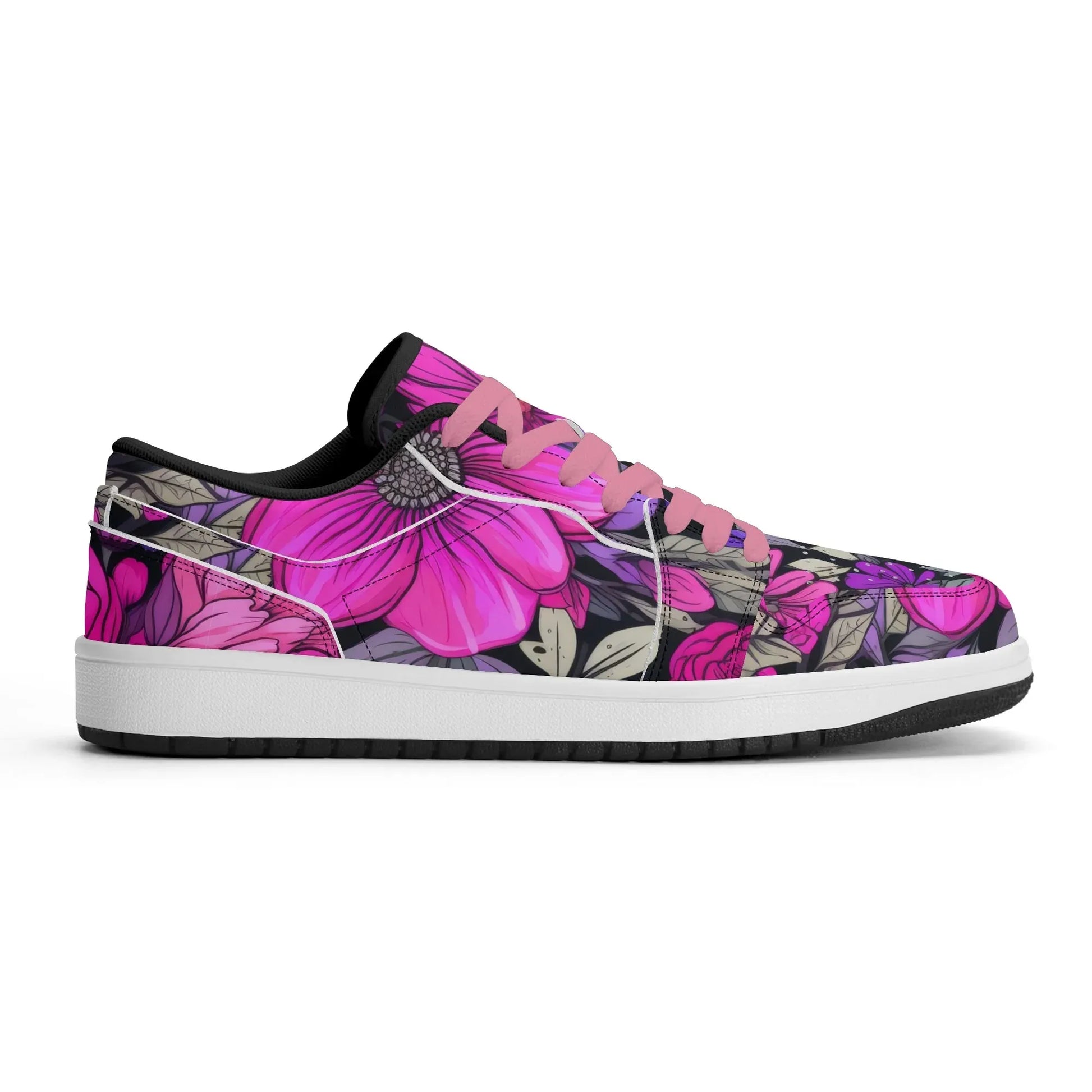 pink-flower-low-top-leder-sneaker-fur-damen-sneaker-jlr-design-67250 - JLR Design