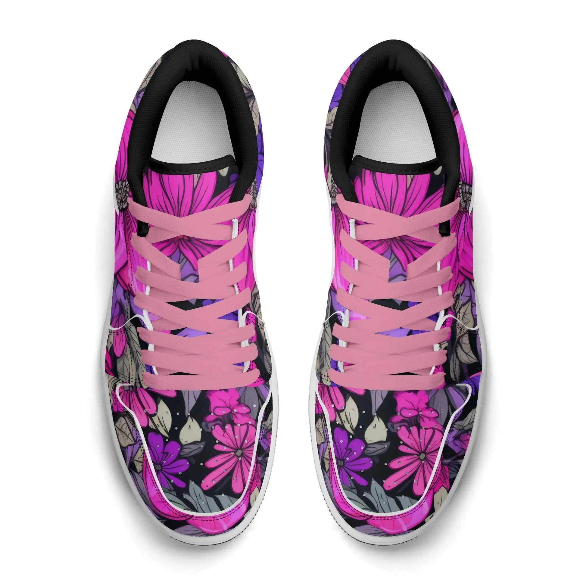 pink-flower-low-top-leder-sneaker-fur-damen-sneaker-jlr-design-80190 - JLR Design