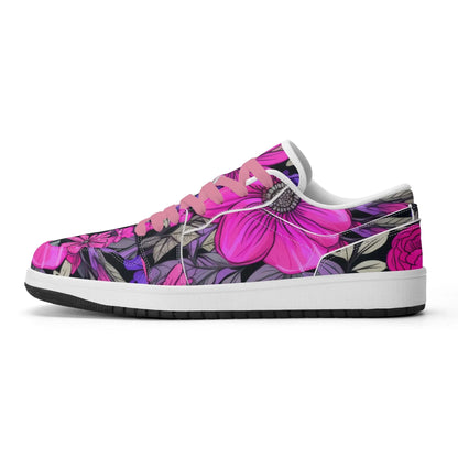 pink-flower-low-top-leder-sneaker-fur-damen-sneaker-jlr-design-18627 - JLR Design
