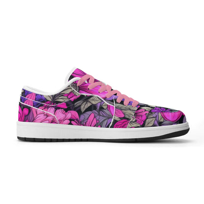pink-flower-low-top-leder-sneaker-fur-damen-sneaker-jlr-design-82955 - JLR Design