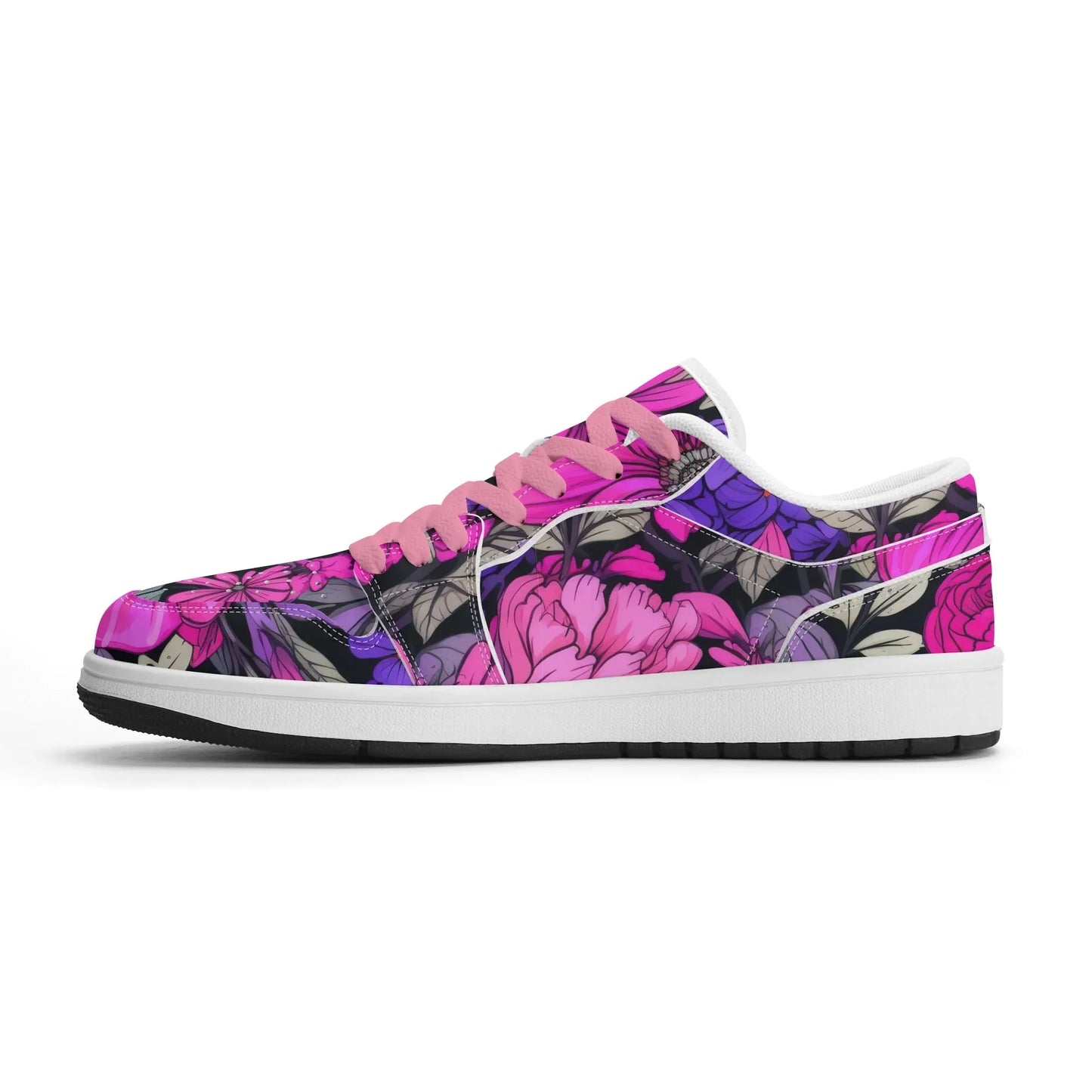 pink-flower-low-top-leder-sneaker-fur-damen-sneaker-jlr-design-16361 - JLR Design