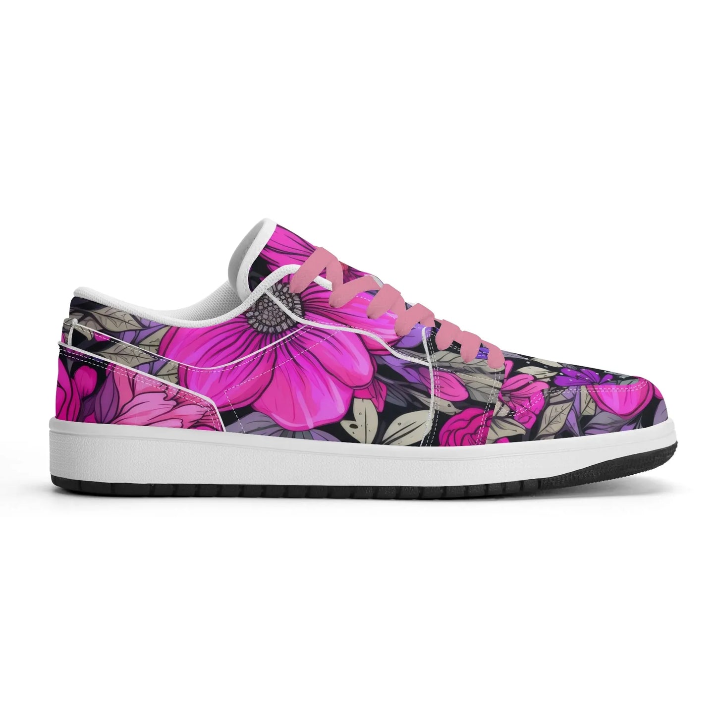 pink-flower-low-top-leder-sneaker-fur-damen-sneaker-jlr-design-30854 - JLR Design