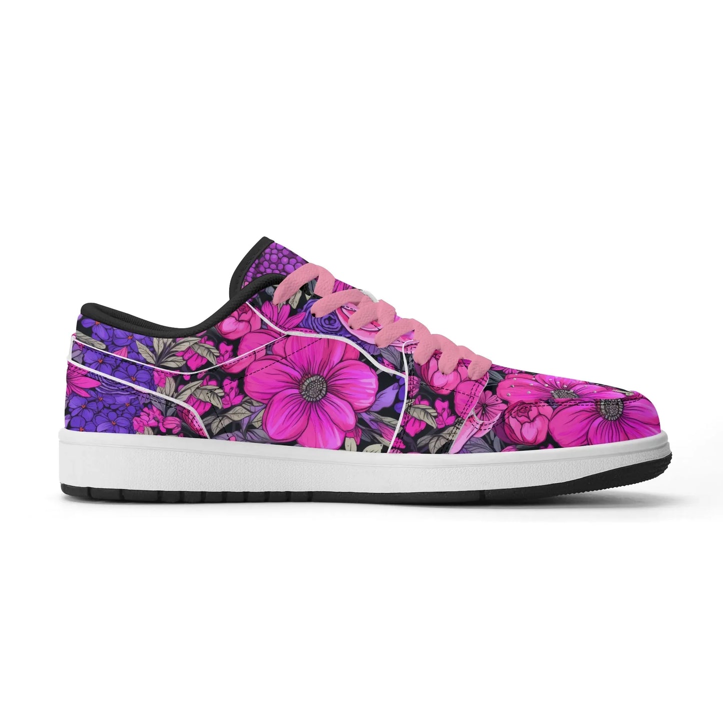 pink-flower-low-top-leder-sneaker-fur-herren-sneaker-jlr-design-97324 - JLR Design