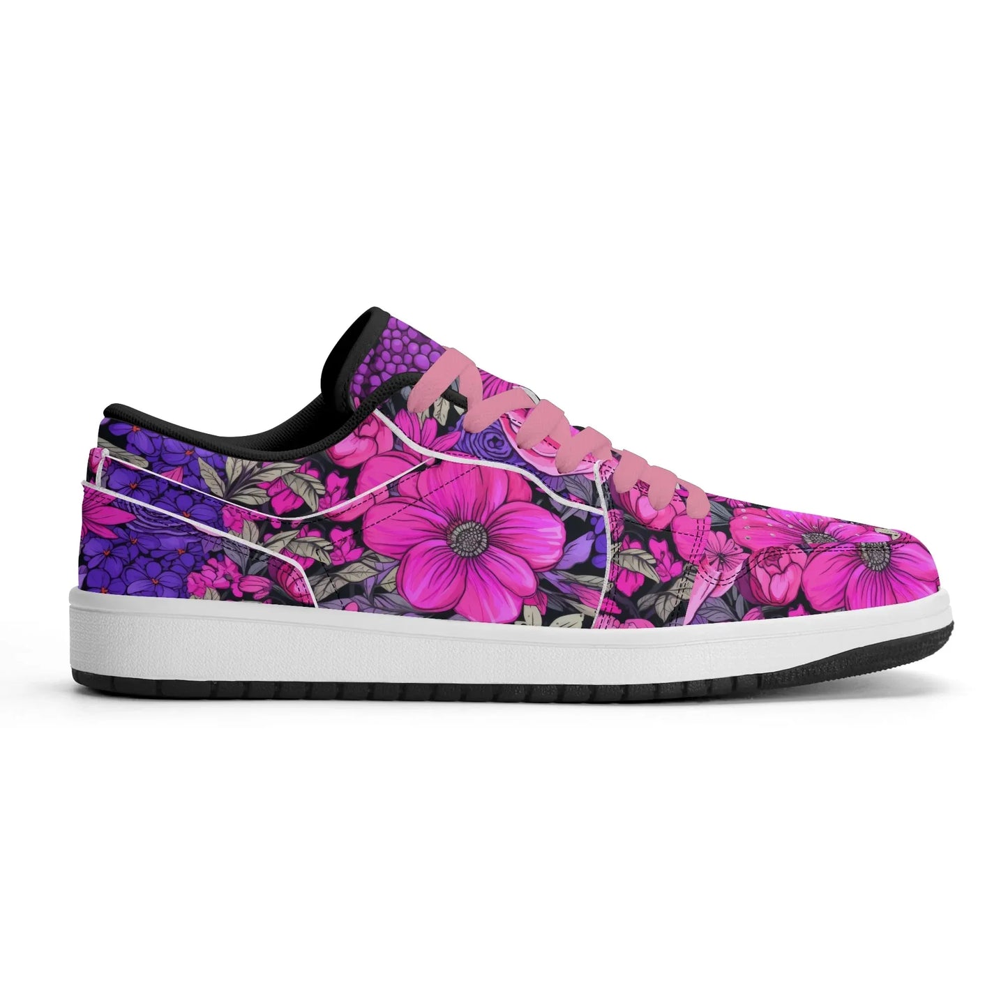 pink-flower-low-top-leder-sneaker-fur-herren-sneaker-jlr-design-13258 - JLR Design