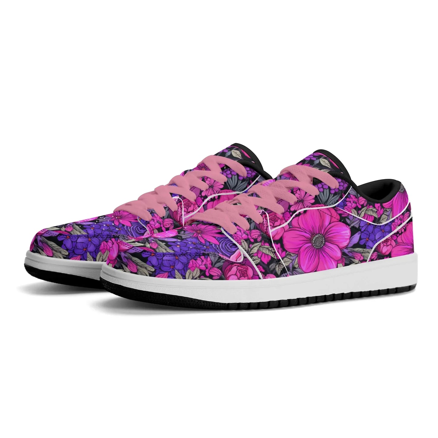 pink-flower-low-top-leder-sneaker-fur-herren-sneaker-jlr-design-49201 - JLR Design