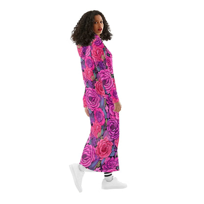 pink-flowers-bequemes-leichtes-hoodie-kleid-hoodiekleid-jlr-design-59373 - JLR Design