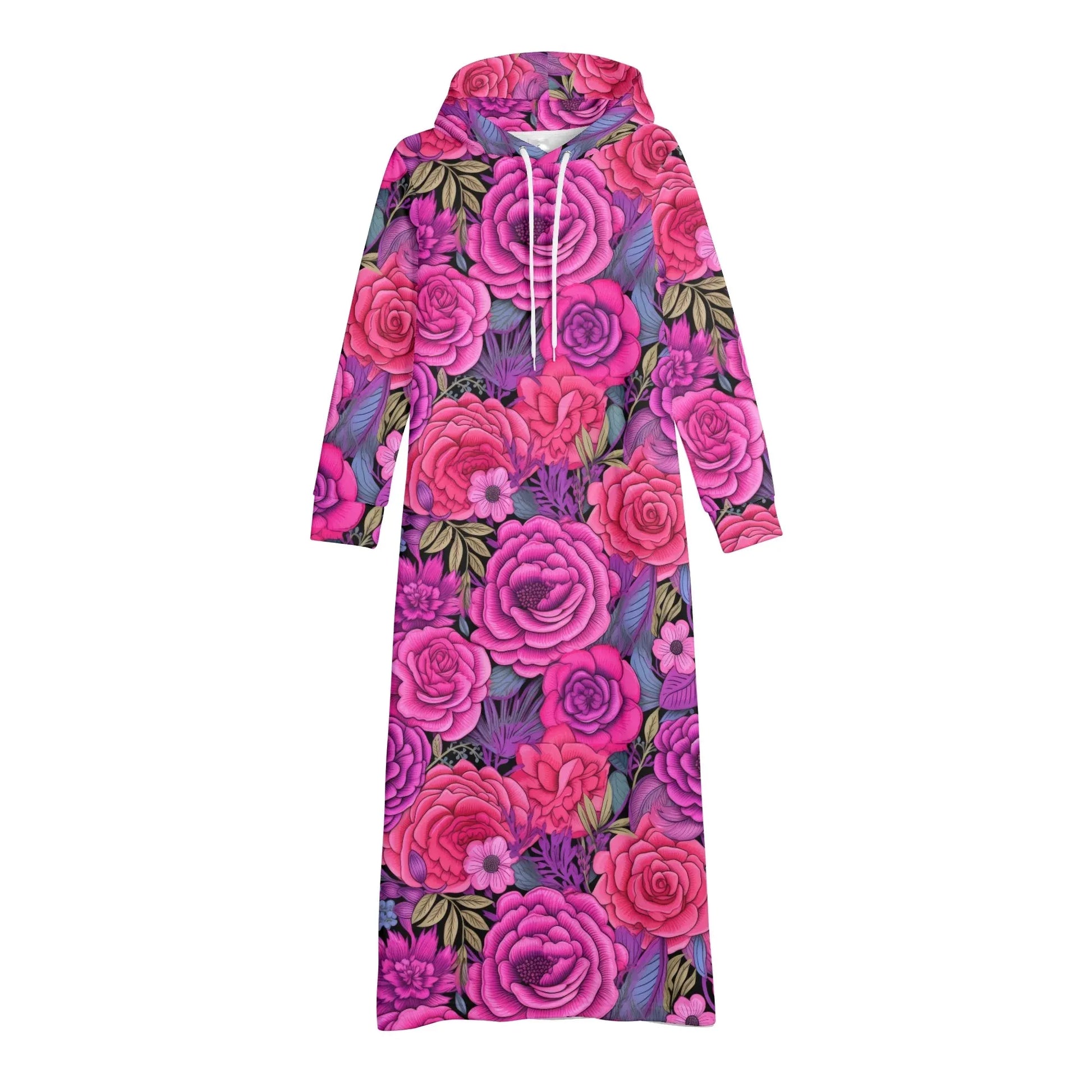 pink-flowers-bequemes-leichtes-hoodie-kleid-hoodiekleid-jlr-design-87815 - JLR Design