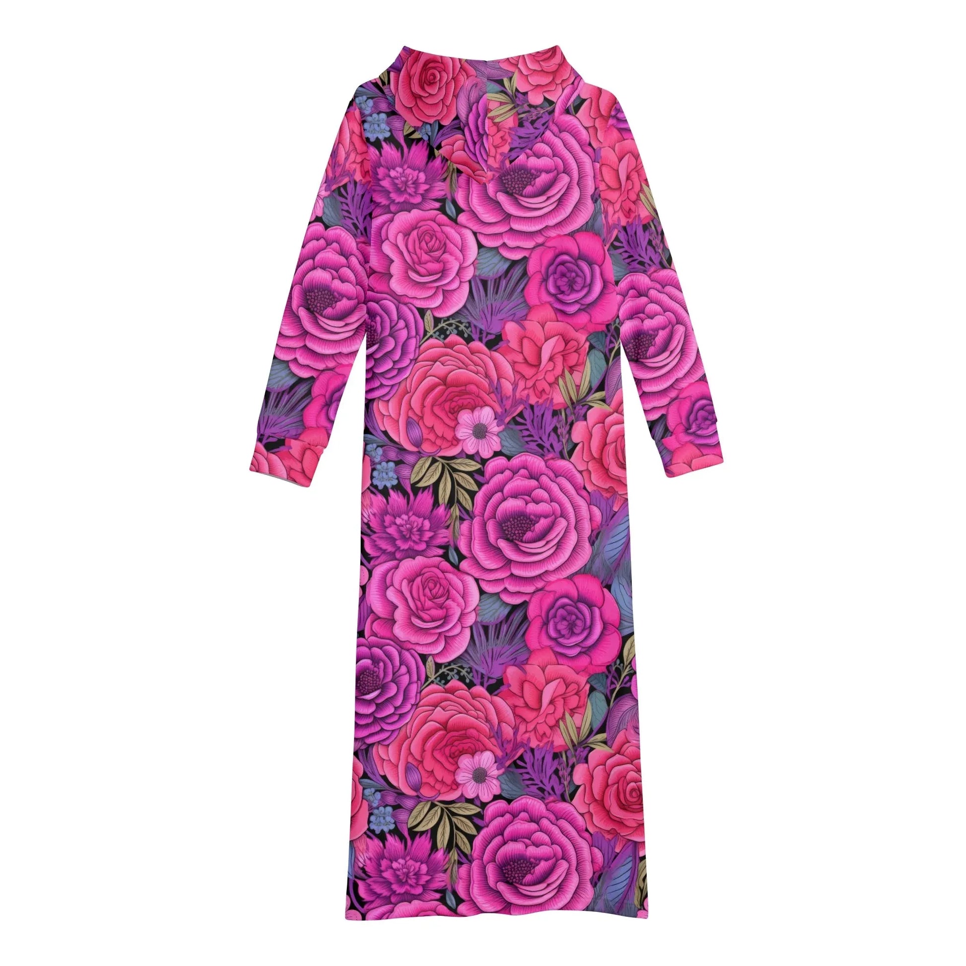 pink-flowers-bequemes-leichtes-hoodie-kleid-hoodiekleid-jlr-design-37459 - JLR Design