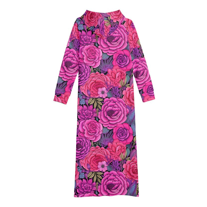 pink-flowers-bequemes-leichtes-hoodie-kleid-hoodiekleid-jlr-design-37459 - JLR Design