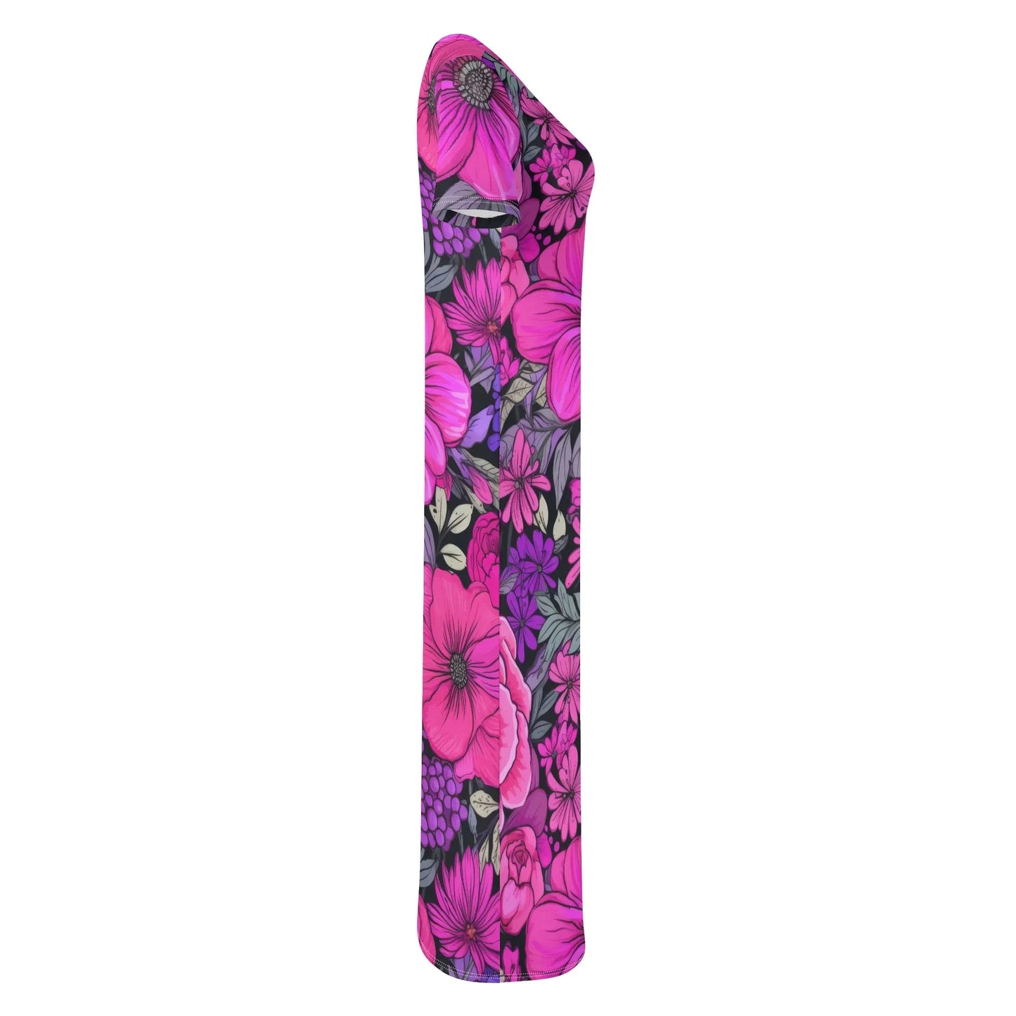 pink-flowers-short-sleeve-long-dress-long-dress-jlr-design-13205 - JLR Design