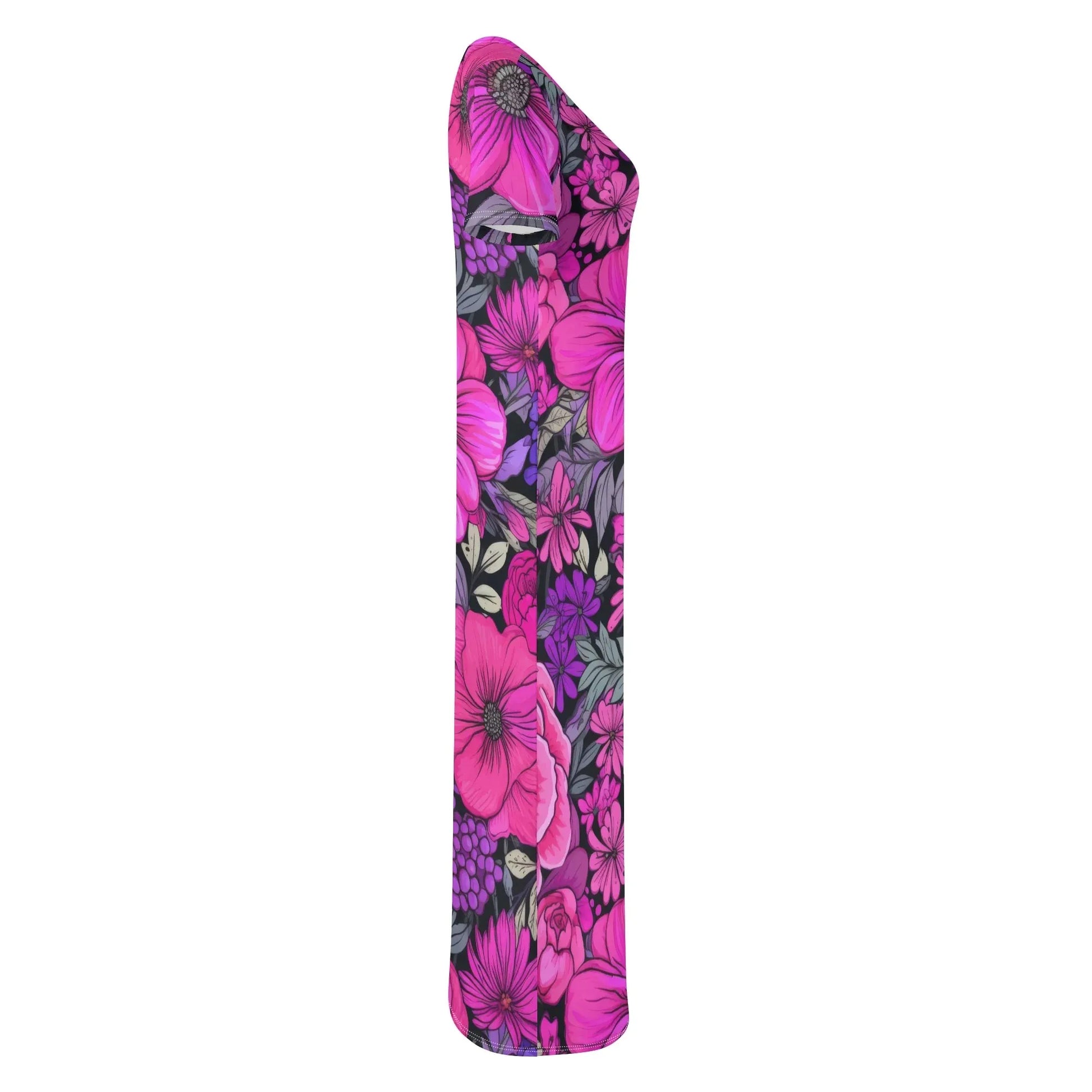 pink-flowers-short-sleeve-long-dress-long-dress-jlr-design-13205 - JLR Design