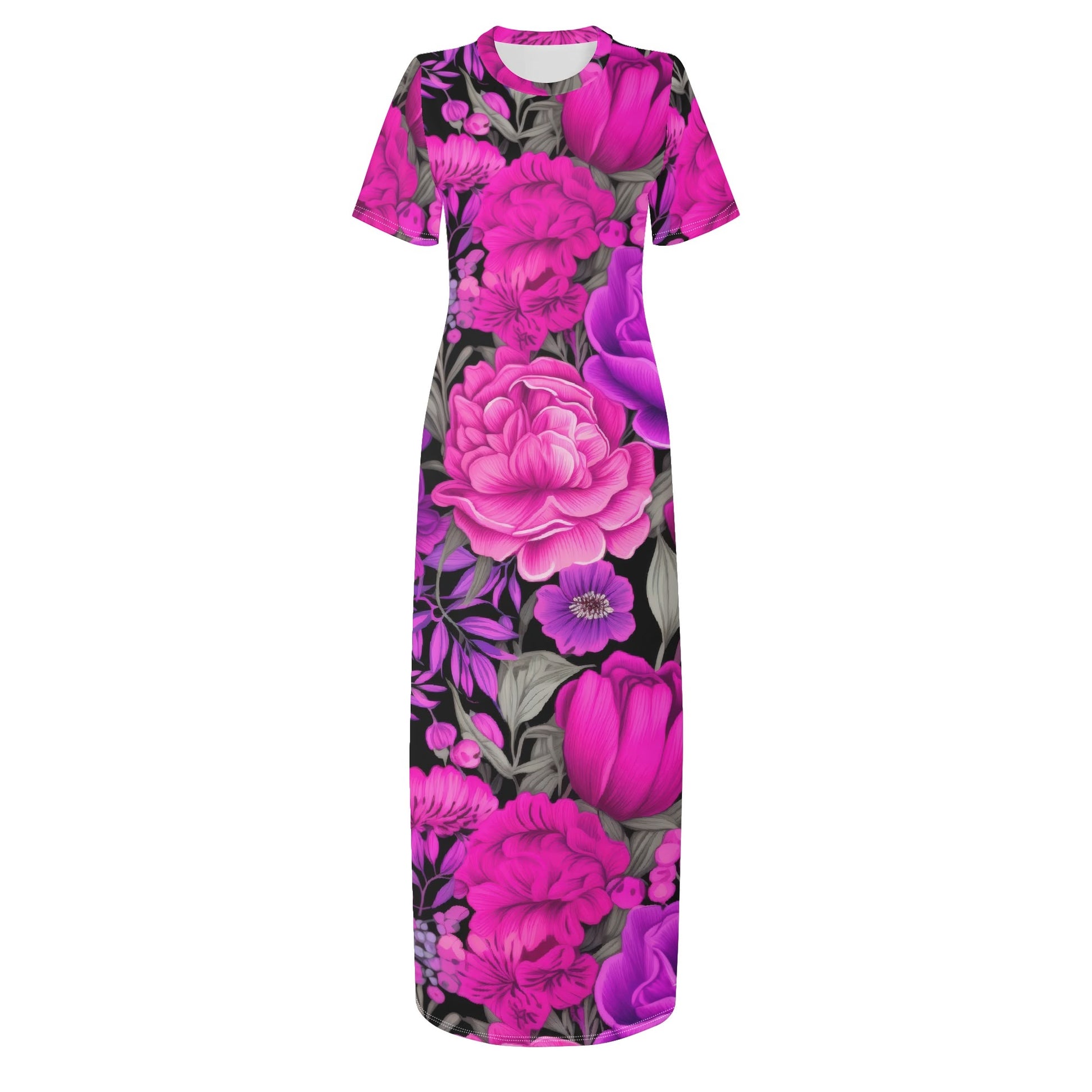 Pink Garden Short Sleeve Long Dress Long Dress JLR Design