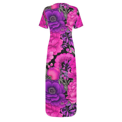 Pink Garden Short Sleeve Long Dress Long Dress JLR Design