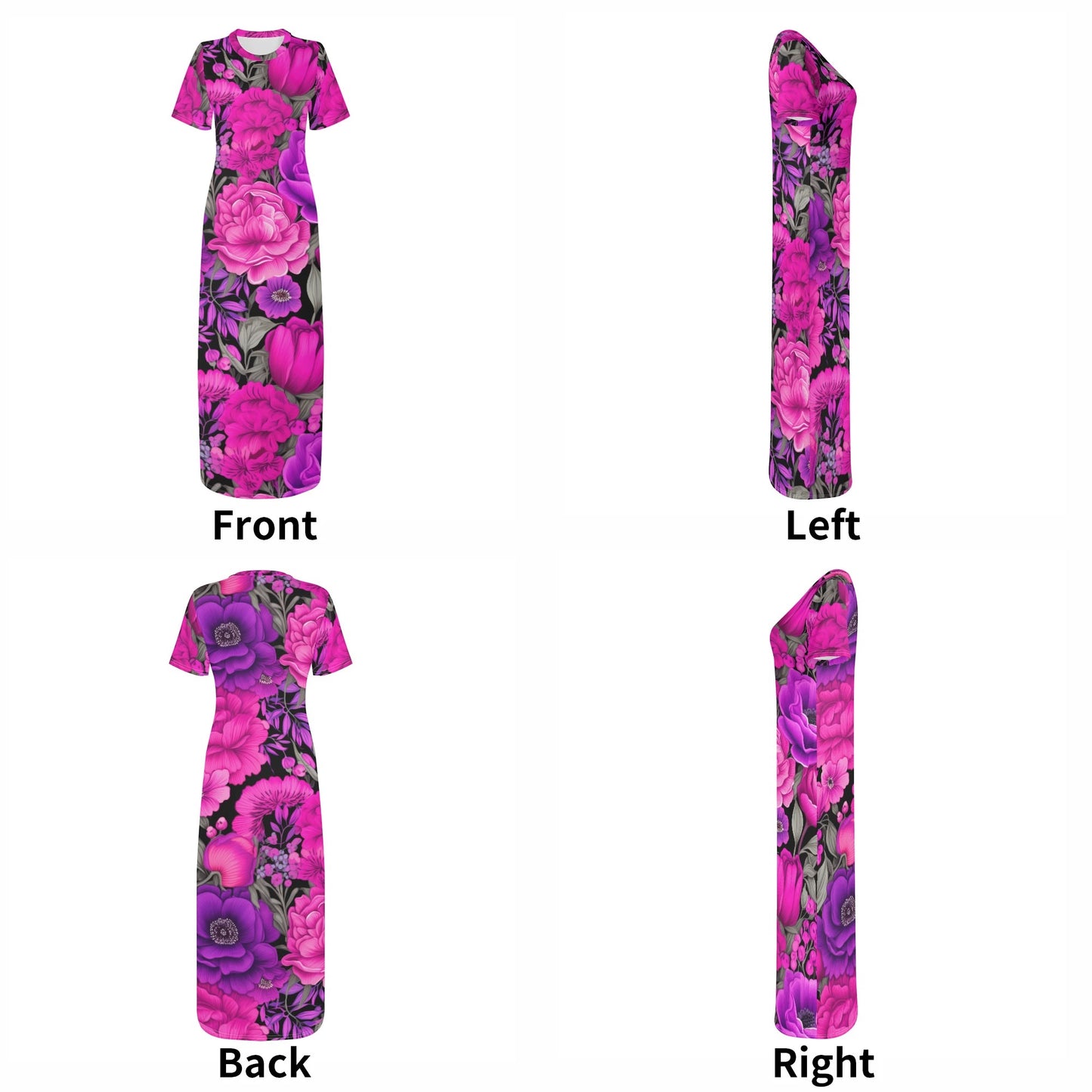 Pink Garden Short Sleeve Long Dress Long Dress JLR Design