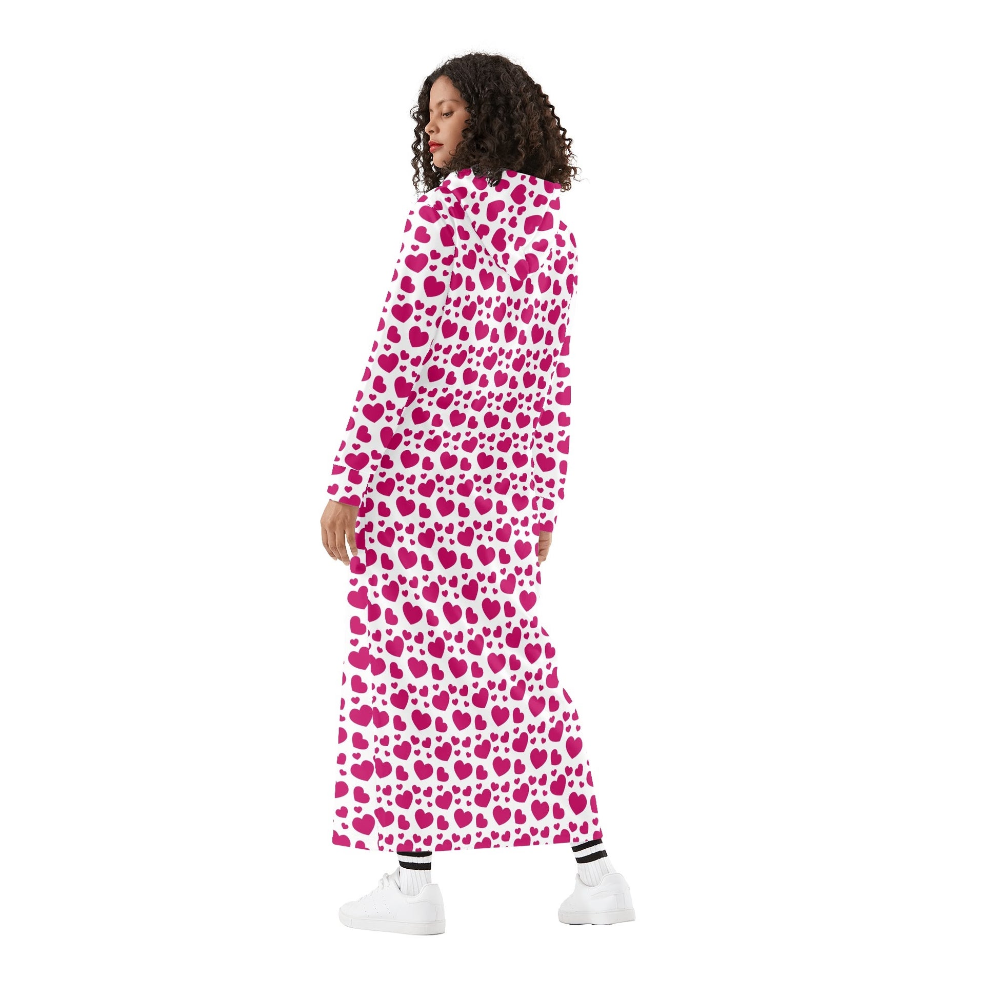 Pink Hearts bequemes leichtes Hoodie Kleid Hoodiekleid JLR Design