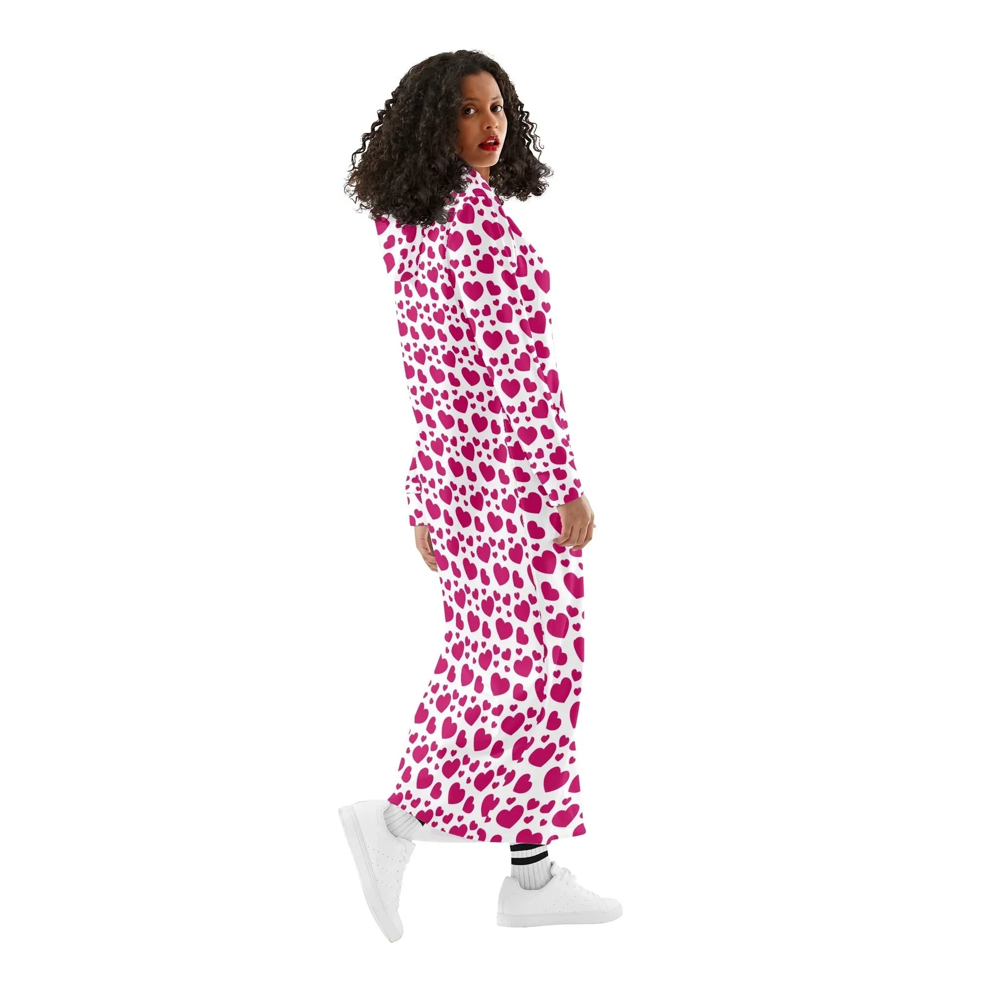 pink-hearts-bequemes-leichtes-hoodie-kleid-hoodiekleid-jlr-design-80885 - JLR Design