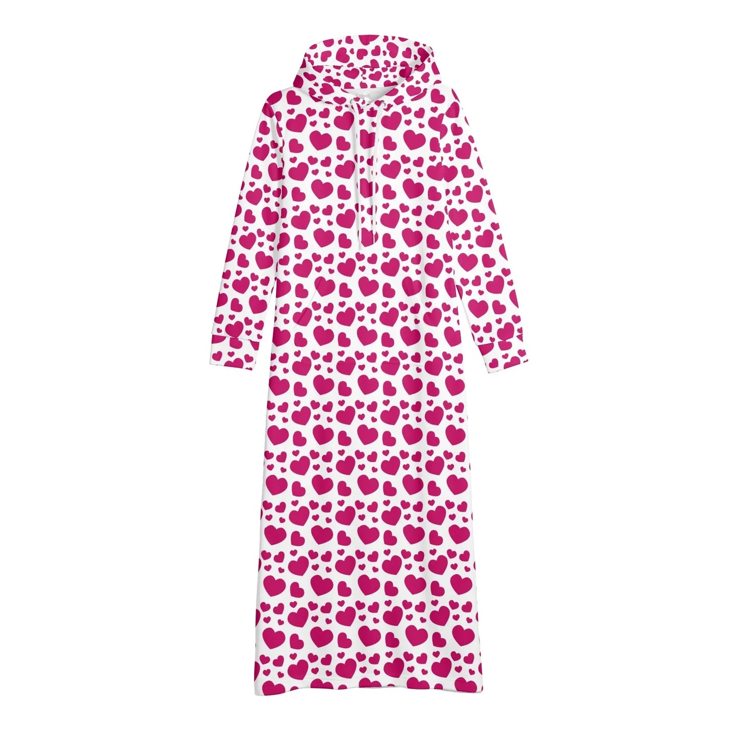 pink-hearts-bequemes-leichtes-hoodie-kleid-hoodiekleid-jlr-design-60539 - JLR Design