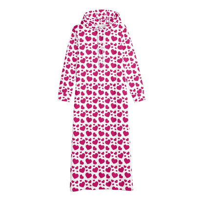 pink-hearts-bequemes-leichtes-hoodie-kleid-hoodiekleid-jlr-design-60539 - JLR Design
