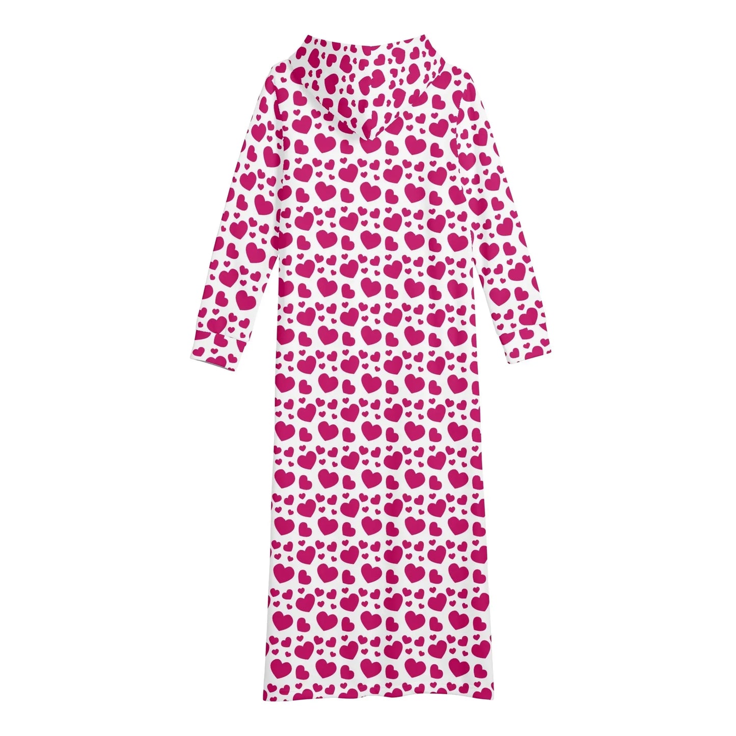 pink-hearts-bequemes-leichtes-hoodie-kleid-hoodiekleid-jlr-design-37214 - JLR Design