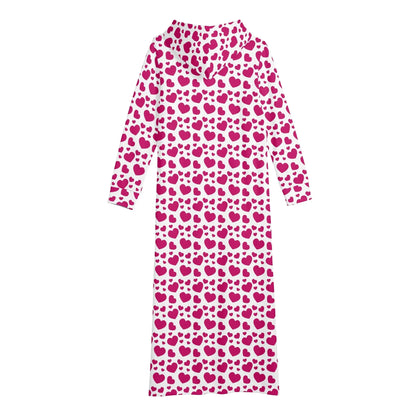 pink-hearts-bequemes-leichtes-hoodie-kleid-hoodiekleid-jlr-design-37214 - JLR Design