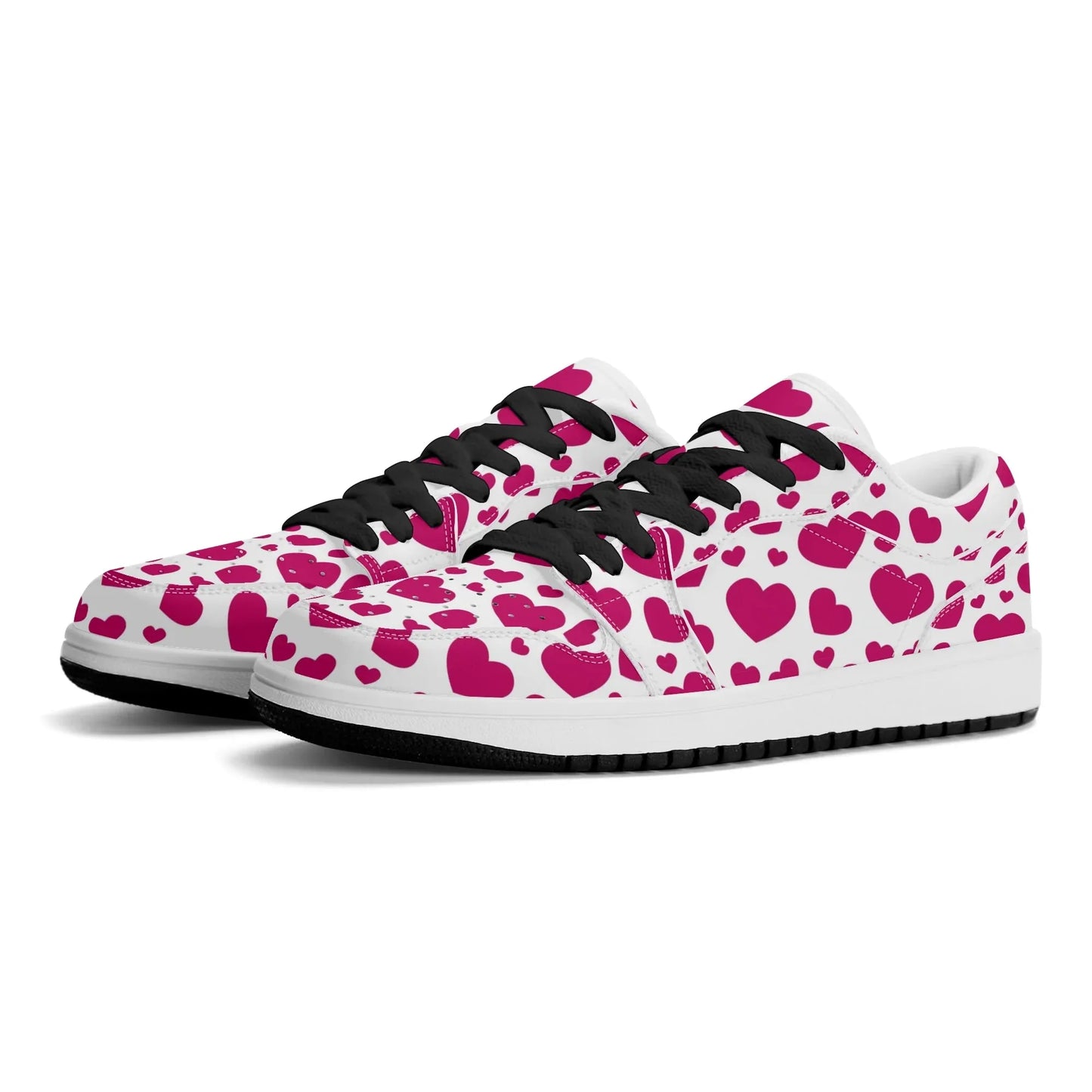 pink-hearts-low-top-leder-sneaker-fur-damen-sneaker-jlr-design-44626 - JLR Design